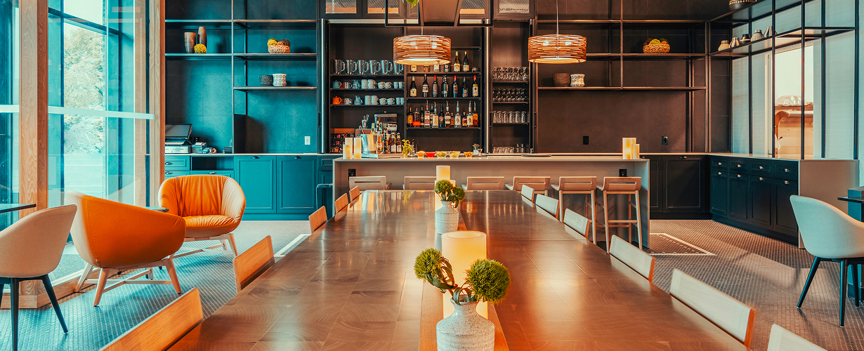 Inside a bar