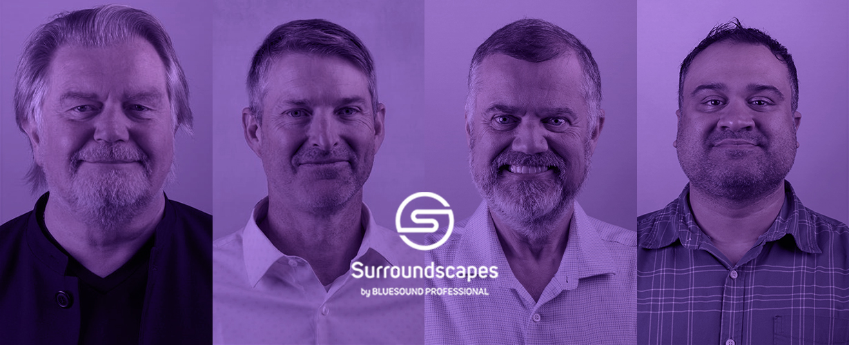 Graeme Harrison, Craig Cooper, Ross Eberlin, and Reza Mohammed of Bluesound Professional